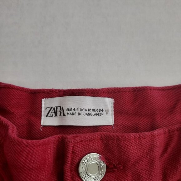Zara High  Waisted Wide Leg Pink Jeans Size 12 - Picture 9 of 9